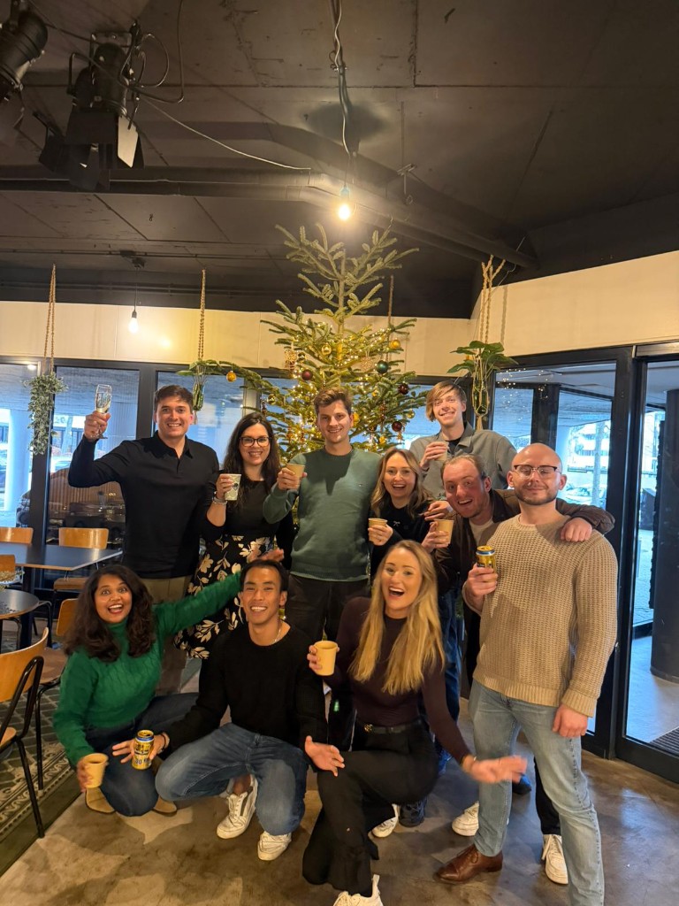 Holiday toast with the team, Winter celebration